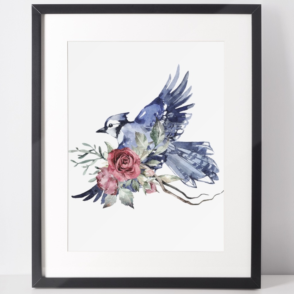 Watercolor Wall Art Blue Jay Illustration Print Poster Unframed - Picture 3 of 17